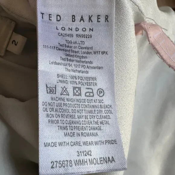 Ted Baker White Wrap Midi Dress Size 4 Suiting Career Professional Designer $575